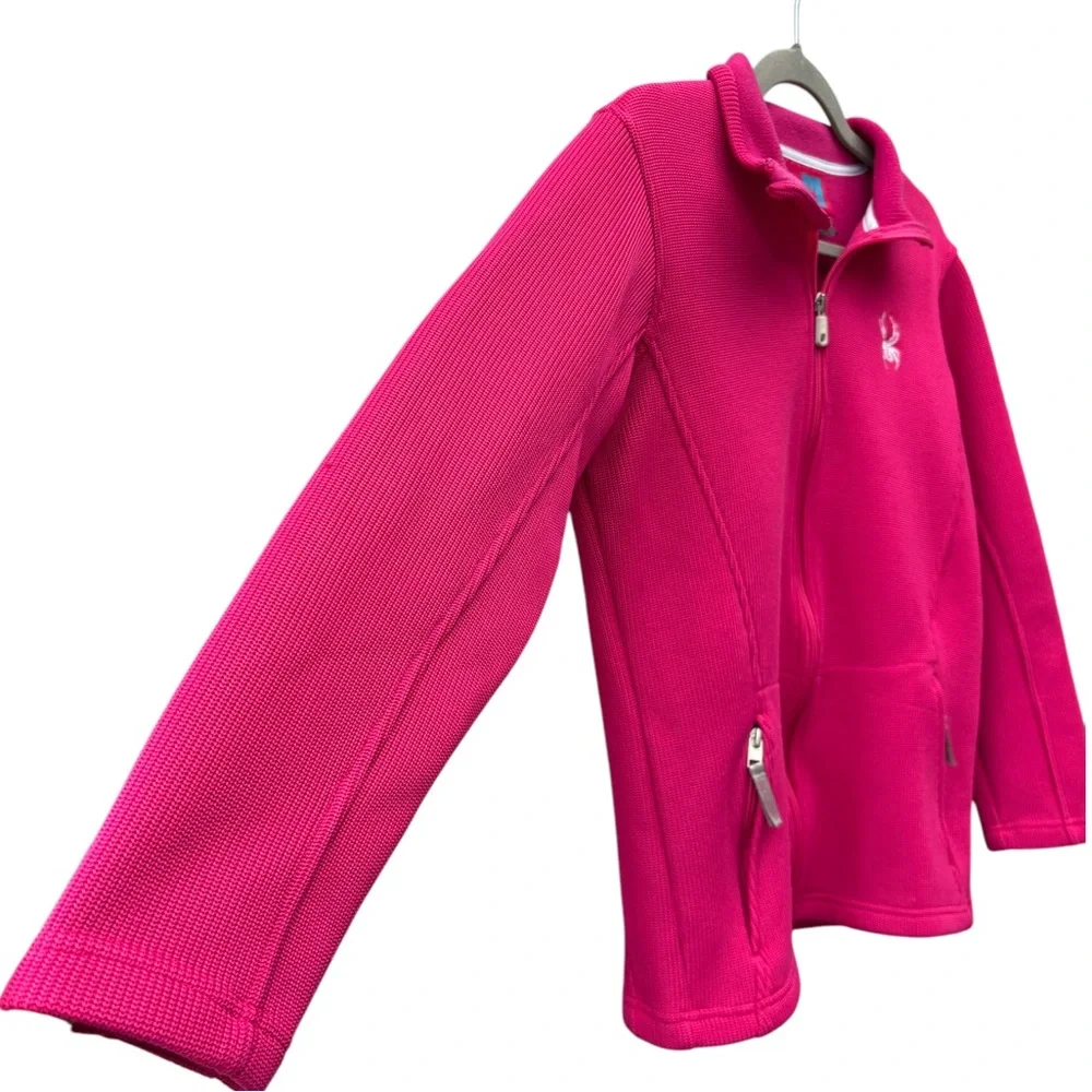 Spyder Girls XL Bright Pink Knit Endure Full Zip Fleece Lined Stryke Ski Jacket